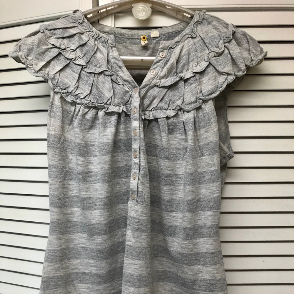 Anthropologie grey striped tank top